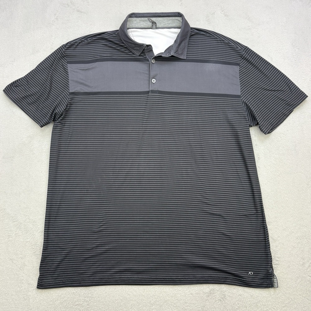 AndersonOrd Polo Mens XXL Black Striped Collared Golf Shirt Performance
